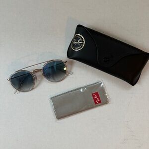 Ray-Ban Blue Gradient Lensed Round Sunglasses with Gold Frame